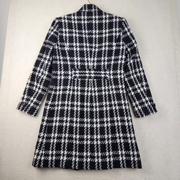 Worthington Womens Size 4 Black/White Soft Houndstooth Button Up Pea Coat - Picture 9 of 14